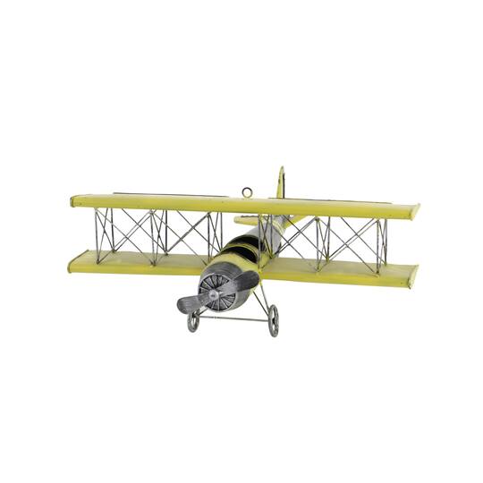 Yellow Retro Airplane Hanging Airplane Accent